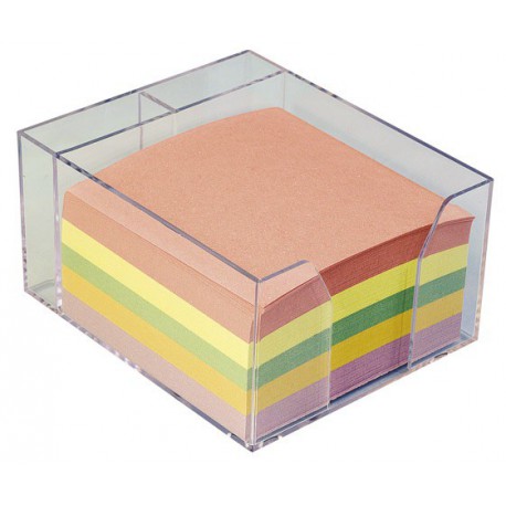 Pojemnik na karteczki z wkładem kolorowym 8,5x8,5x3,5 cm 3 komory