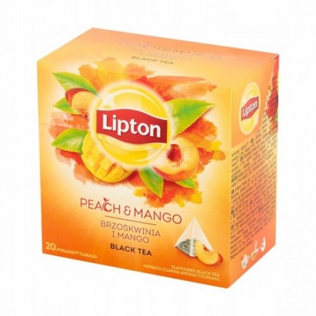 Herbata Lipton Black Tea brzoskwinia i mango ekspresowa 20 piramidek