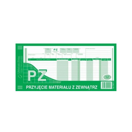 PZ Przyjęcie materiału z zewnątrz 1/3 A3 wielokopia 362-2