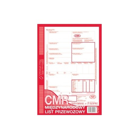 CMR międzynarodowy list przewozowy A4 o+3k 800-1