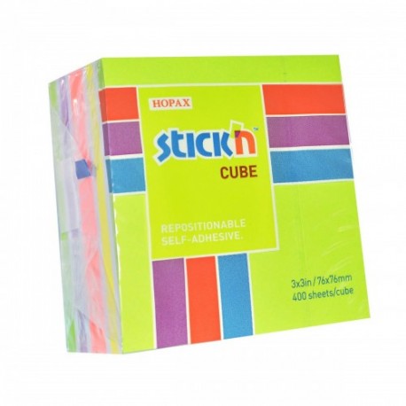 Notes samoprzylepny Stickn 76x76 mm zielony / żółty / różowy 400 kartek 21537 (12)