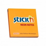 Notes samoprzylepny Stickn 76x76 mm pomarańczowy neon 100 kartek 21164 (12)