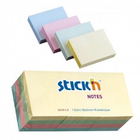 Notes samoprzylepny Stickn 38x51 mm 4 kolory pastel 12x100 kartek 21531 (12)