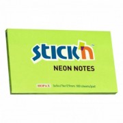 Notes samoprzylepny Stickn 127x76 mm zielony neon 100 kartek 21171 (12)