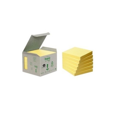 Notes samoprzylepny Post-it 76x76 mm Ekologiczny żółty 6x100 654-1B (24)