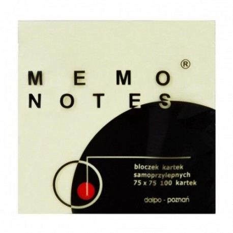 Notes samoprzylepny Dalpo 75x75 mm żółty 100 kartek HNS75/75 (12)