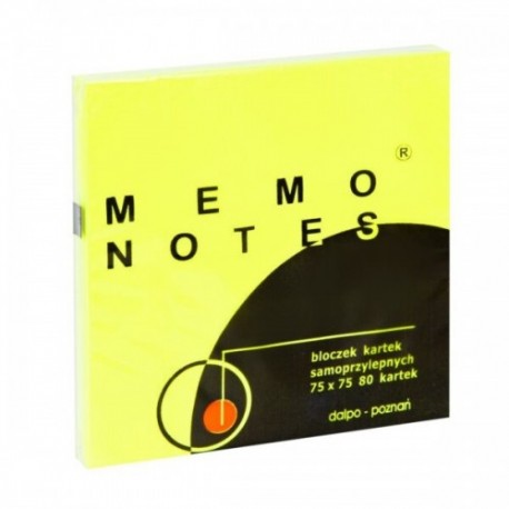 Notes samoprzylepny Dalpo 75x75 mm żółty brilliant 80 kartek NS75/75IZT (10)